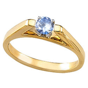 Cathedral Engagement 14K Yellow Gold Ring with Fancy Blue Diamond