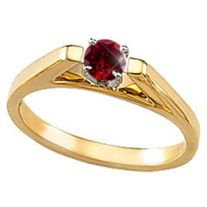 Cathedral Engagement 14K Yellow Gold Ring with Fancy Deep Red Diamond