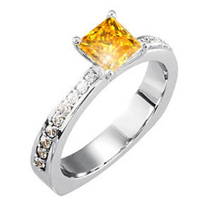 Luxe Euro Shank 18K Yellow Gold Engagement Ring with Fancy Orange-Yellow Diamond