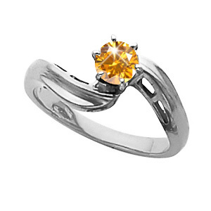 Gent Engagement Platinum Ring with Fancy Orange-Yellow Diamond
