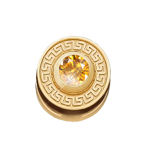 Ancient Style Chain Slide 14K White Gold Pendant with Orange-Yellow Diamond