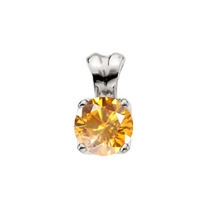 Classic Solstice Four-Prong 14K White Gold Pendant with Orange-Yellow Diamond