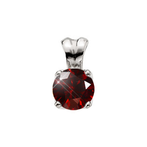 Classic Solstice Four-Prong Platinum Pendant with Deep Red Diamond