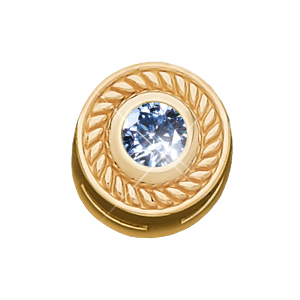 Roman Style Chain Slide 18K Yellow Gold Pendant with Blue Diamond
