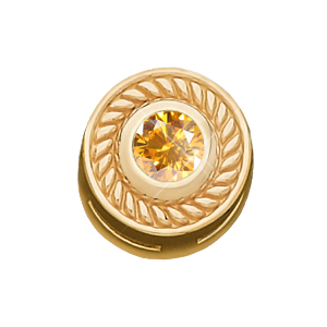 Roman Style Chain Slide 14K White Gold Pendant with Orange-Yellow Diamond