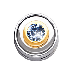 Round Bezel Set Chain Slide 14K White Gold Pendant with Blue Diamond