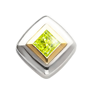 Princess Cut Chain Slide 14K White/Yellow Gold Pendant with Greenish-Yellow Diamond