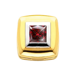 Solitaire Princess Cut Chain Slide 14K Yellow/White Gold Pendant with Deep Red Diamond