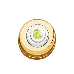 Round Cut Center Chain Slide 14K Yellow/White Gold Pendant with Greenish-Yellow Diamond