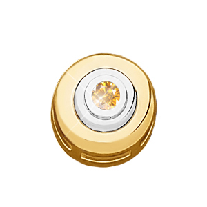 Round Cut Center Chain Slide 14K Yellow/White Gold Pendant with Orange-Yellow Diamond
