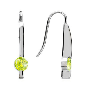 Smart Linear Round Cut 14K White Gold Stud Earrings with Greenish-Yellow Diamonds