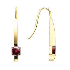 Solitaire Linear Princess Cut 14K White Gold Stud Earrings with Deep Red Diamonds