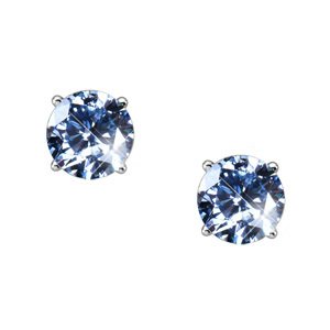 Elegant Round Cut Stud Platinum Earrings with Blue Diamonds