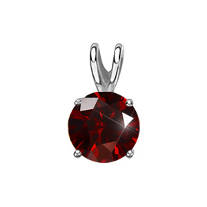 Round Cut Four-Prong Platinum Pendant with Deep Red Diamond