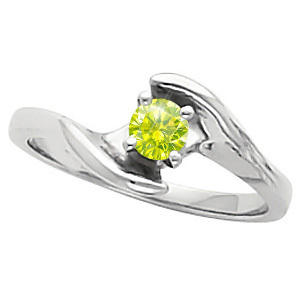 Elegant Engagement 14K Yellow Gold Ring with Fancy Greenish-Yellow Diamond