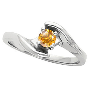 Elegant Engagement 14K Yellow Gold Ring with Fancy Orange-Yellow Diamond