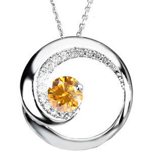 Magic Moon 14K White Gold Pendant with Fancy Orange-Yellow Diamond