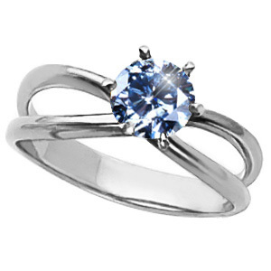 Infinity Solitaire Engagement Platinum Ring with Fancy Blue Diamond