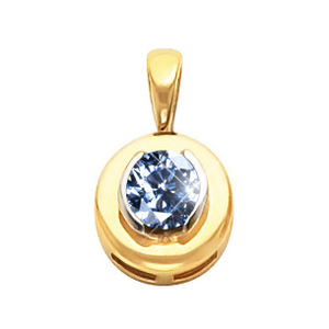 Traditional Round Cut Solitaire 14K White Gold Pendant with Blue Diamond
