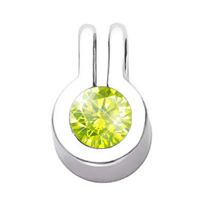 Stylish Bezel Set Round Cut Solitaire 18K Yellow Gold Pendant with Greenish-Yellow Diamond