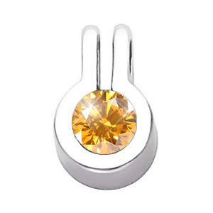 Stylish Bezel Set Round Cut Solitaire Platinum Pendant with Orange-Yellow Diamond