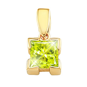 Vanity Princess Cut 18K Yellow Gold Pendant with Greenish-Yellow Diamond