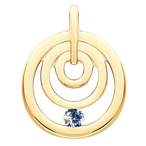 Channel Set Circle 14K White Gold Pendant with Blue Diamond