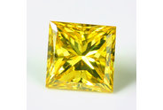 0.22 carat Princess cut Fancy Vivid Greenish Yellow diamond