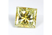 0.68 carat Princess cut Fancy Greenish Yellow diamond